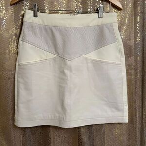 Anatomie Ivory Real Leather Chevron Yoke Avant Gard Mini Skirt Small